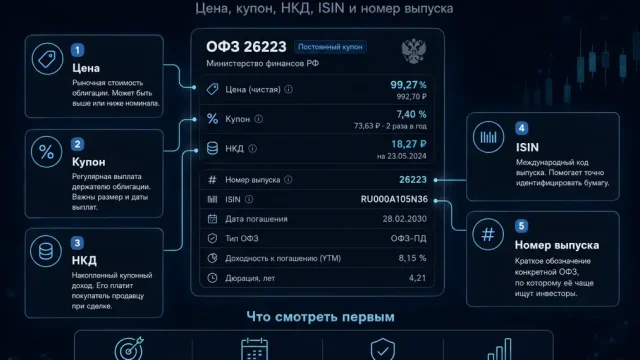 Как читать карточку ОФЗ: цена, купон, НКД, ISIN и номер выпуска